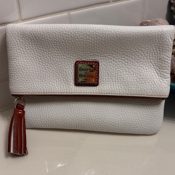 Dooney & Bourke White Pebbled Leather Foldover Clutch - Picture 2 of 10